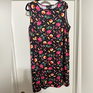 Sweet Claire Pink and Red Sheath Midi Dress Sleeveless Crew Neck Casual